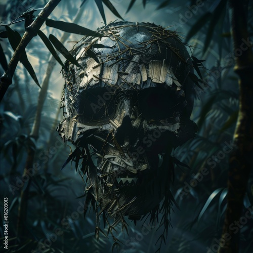 Mystical Skull in Bamboo Forest