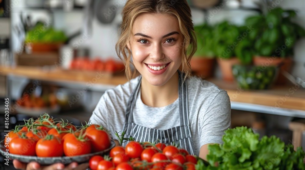 stock photo Beautiful girl in a vegetable shop stock photo Beautiful girl in a vegetable shop