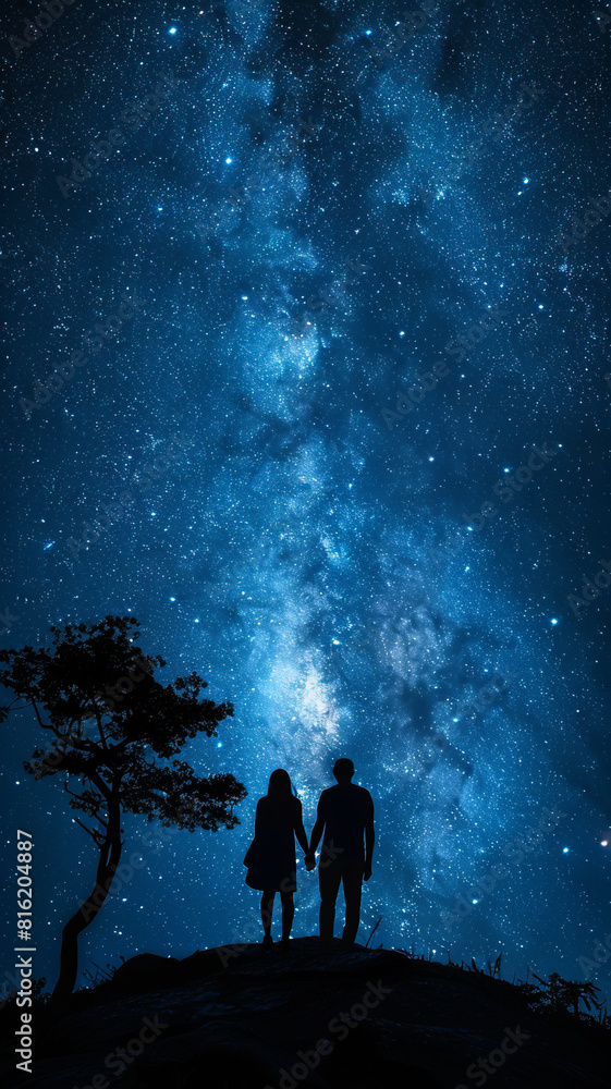 couple under the stars and the Milky Way.generative ai couple under the stars and the Milky Way.generative ai