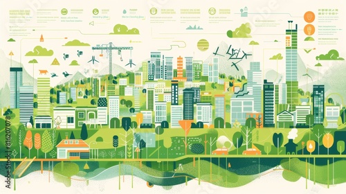 Educational Poster on Sustainable Urban Living Benefits with Informative Infographics © spyrakot