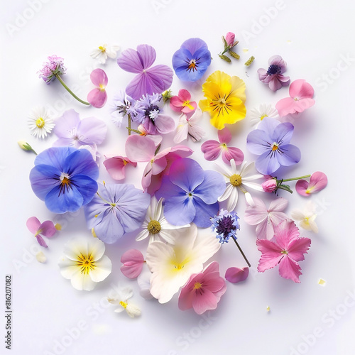 encompassing flowers on the white background.