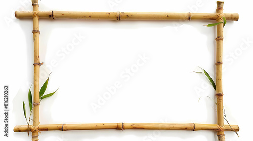 bamboo frame, bamboo frame, brown bamboo frame,  tropical frame sign board with ropes,bamboo picture frame, beach,  isolated on white background, wooden border