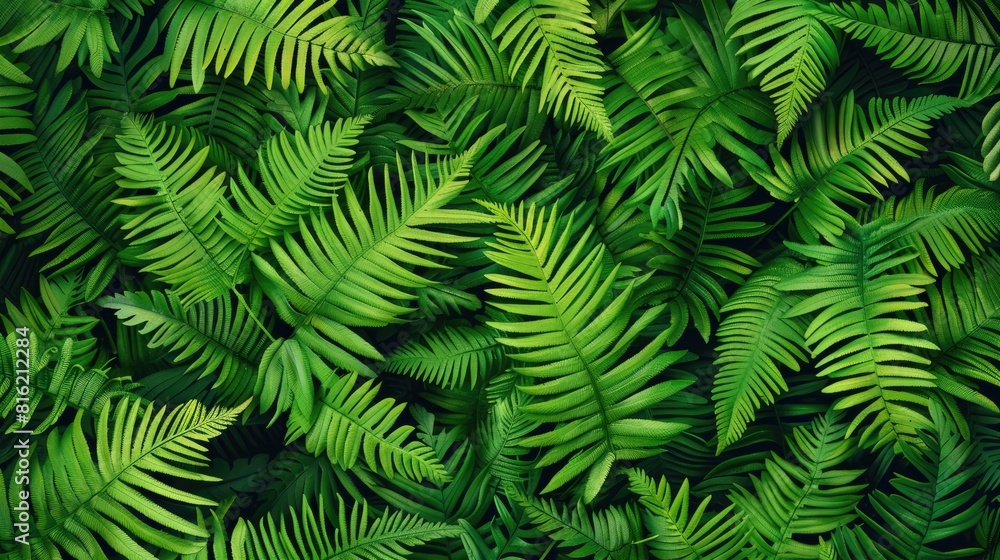 Natural background of young fern leaves on a dark background. A garden or a park. Natural background of young fern leaves on a dark background. A garden or a park.