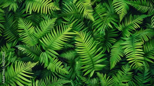 Natural background of young fern leaves on a dark background. A garden or a park.