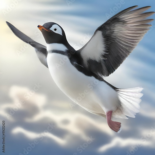 Flying Penguin across the Sky