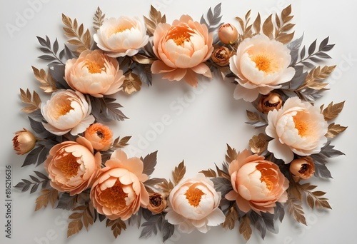 Frame made of beautiful flowers of different matellic colours on transparent background a concept summer flowers photo