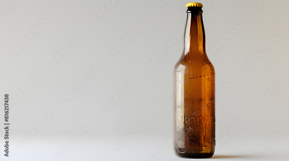 glass empty beer bottle on white background : Generative AI glass empty beer bottle on white background : Generative AI