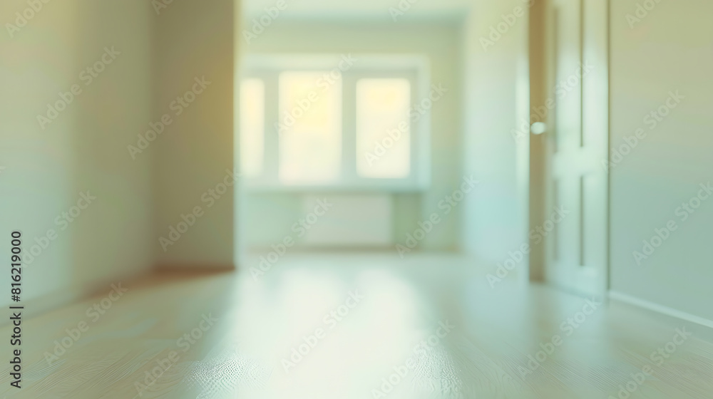 Fototapeta premium abstract blur empty room with window and door in home for background : Generative AI