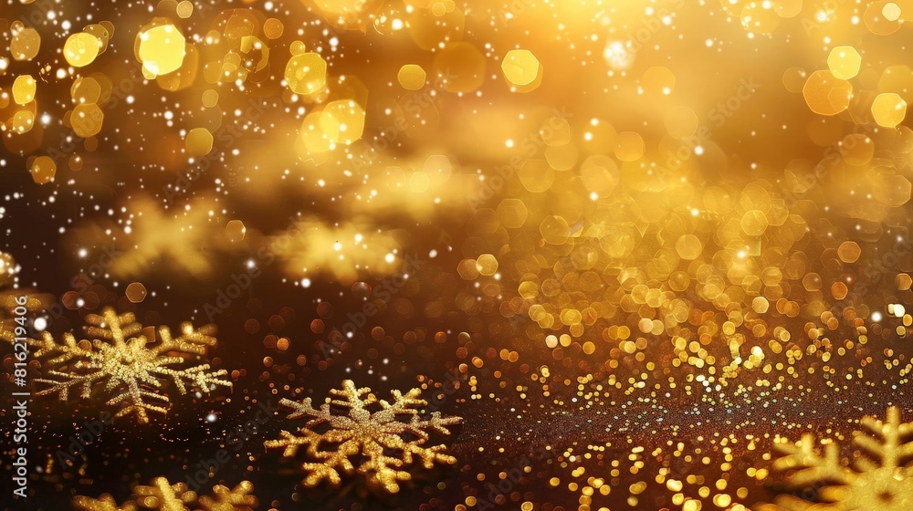 Golden Background With Snowflakes Golden Background With Snowflakes