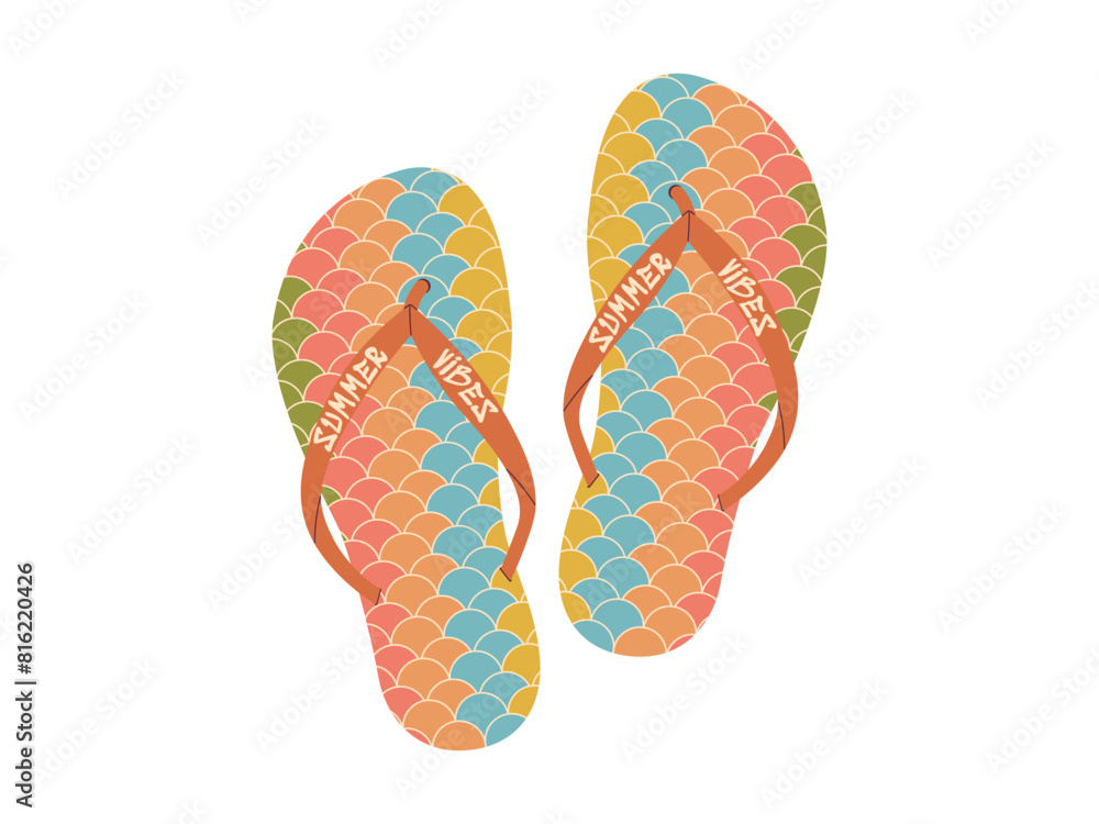 Comfortable beach pairs of shoes. Summer bright flip flops. Vector illustration Comfortable beach pairs of shoes. Summer bright flip flops. Vector illustration