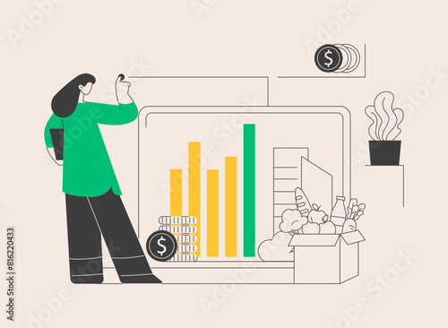 Consumption expenditure abstract concept vector illustration.