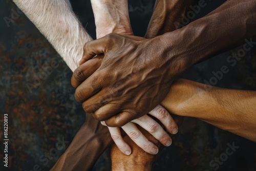 diverse hands holding together inclusive business mindset concept art photo