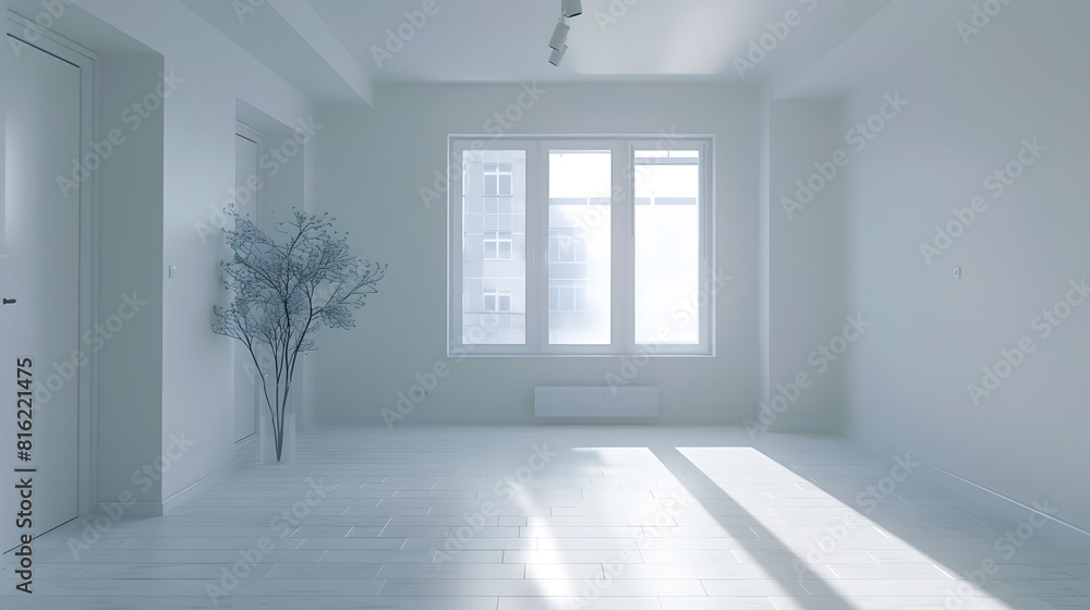 Fototapeta premium Empty and unfurnished brand new apartment : Generative AI