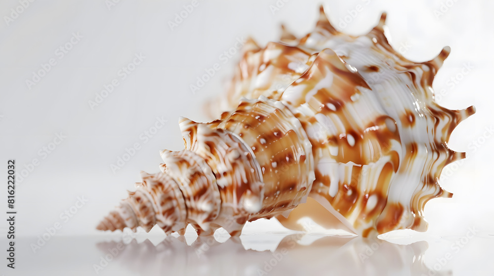 Brown and white murex ocean empty spiky shell : Generative AI Brown and white murex ocean empty spiky shell : Generative AI
