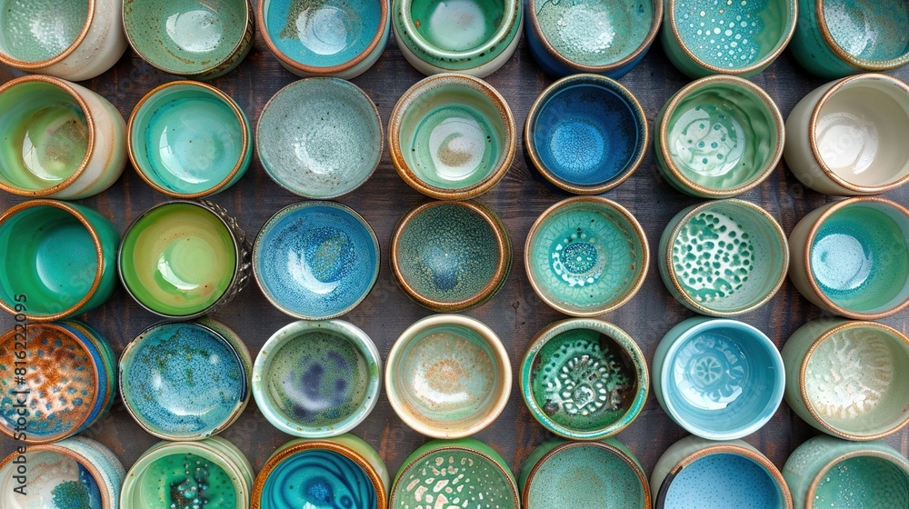 A table topped with various bowls filled with different saucer spoons on top of a wooden table A table topped with various bowls filled with different saucer spoons on top of a wooden table