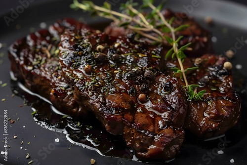 Gourmet pepper steak with herbs