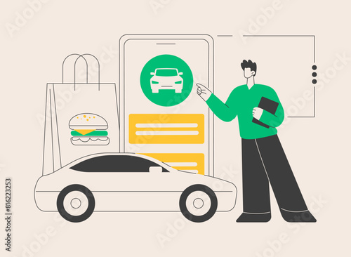 Place your curbside pickup order online abstract concept vector illustration.