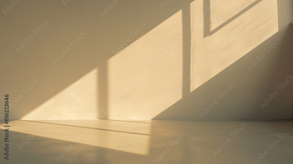 Empty wall with shadow overlay Room with warm light : Generative AI Empty wall with shadow overlay Room with warm light : Generative AI