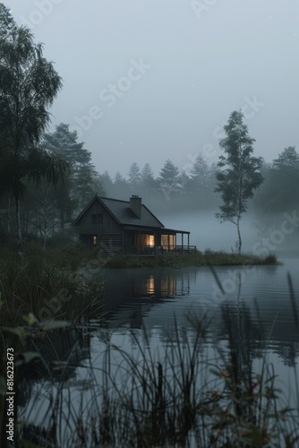 house near the lake Generative AI © ShPRoman