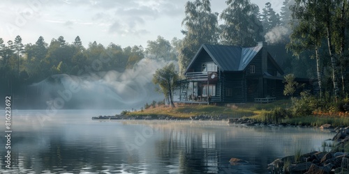 house near the lake Generative AI