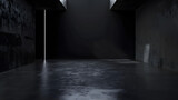 Cement floor and black wall backgrounds empty room interior use for display products : Generative AI