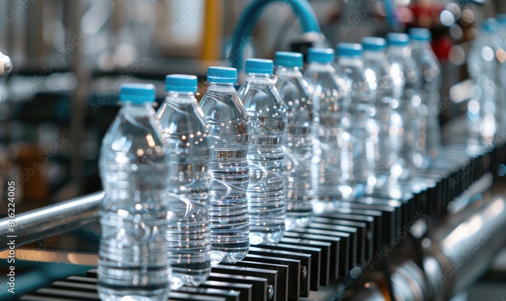 Plastic bottles of a mineral water on a production line Plastic bottles of a mineral water on a production line