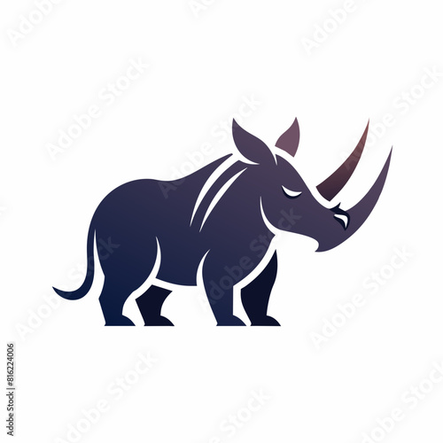 Minimalist Rhino Logo Vector Art Illustration