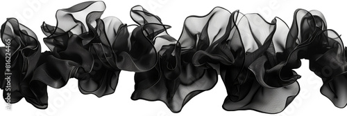 Dramatic black ruffle texture with waves, ideal for fashion and design backgrounds photo