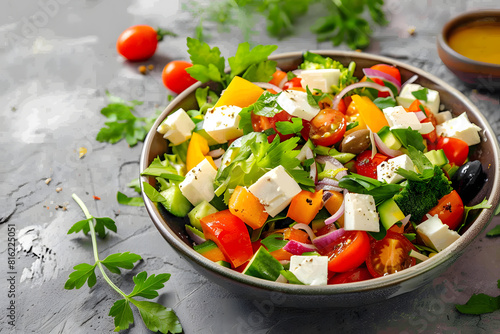 Fresh greek salad in a bowl
