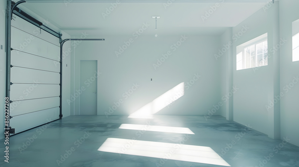 Obraz premium Small empty garage room with white walls inside the house : Generative AI