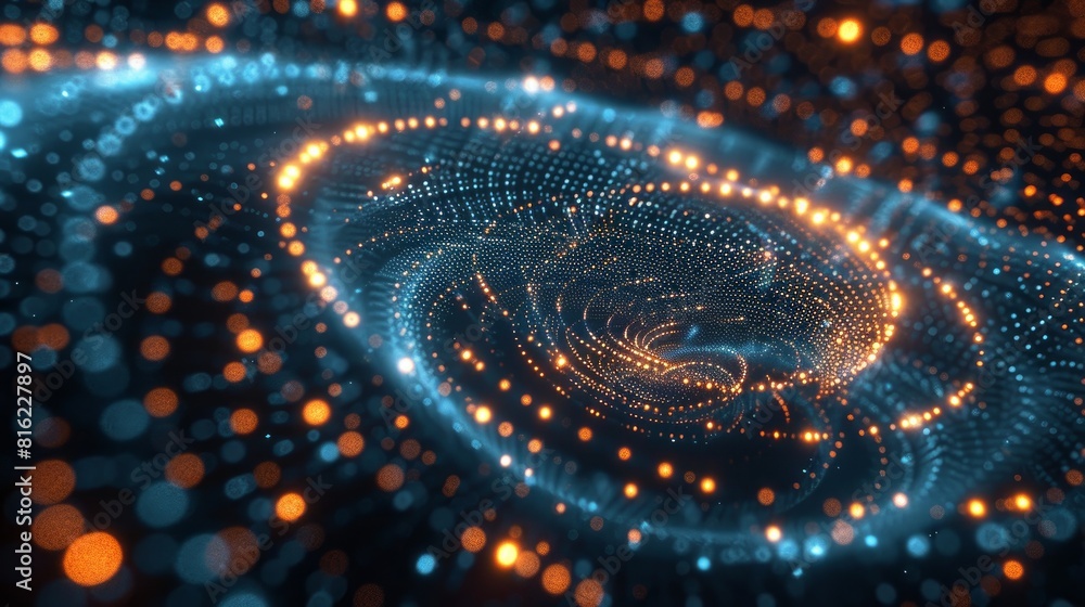 Futuristic digital circles of particles with noise effect. Futuristic digital circles of particles with noise effect.
