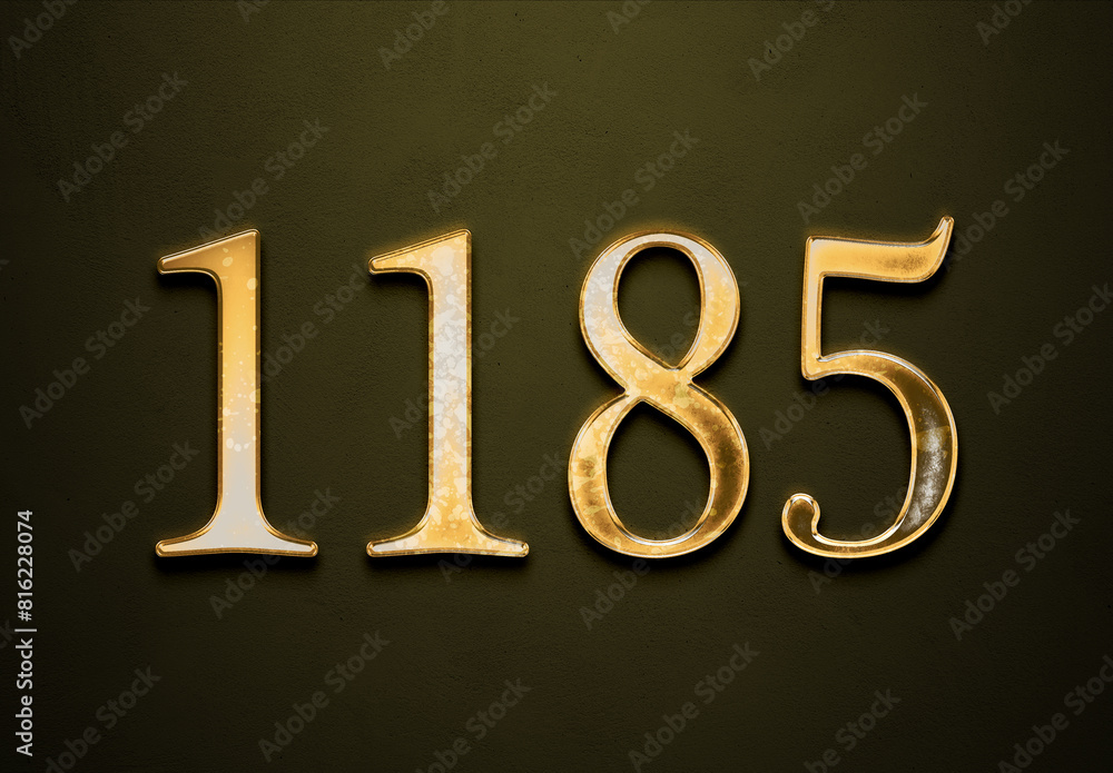 Old gold effect of 1185 number with 3D glossy style Mockup. Old gold effect of 1185 number with 3D glossy style Mockup.