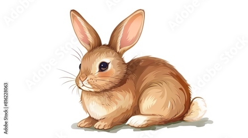 Cute brown bunny isolated on white background