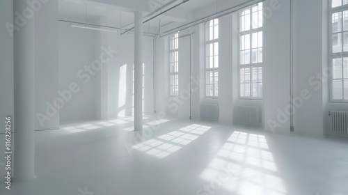 Empty bright white room in old building in berlin   Generative AI