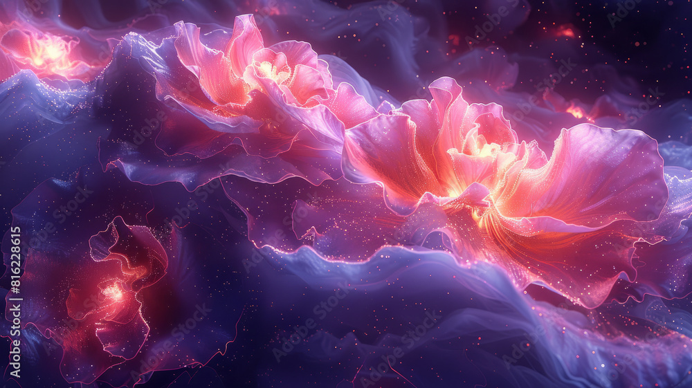 Obraz premium universe in the vague shape of a lisianthus bloom, undefined and abstract,generative ai