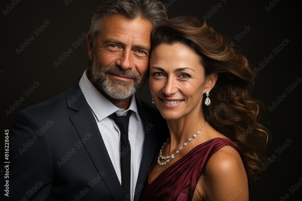 Happy senior adult mature classy couple hugging, bonding Happy senior adult mature classy couple hugging, bonding