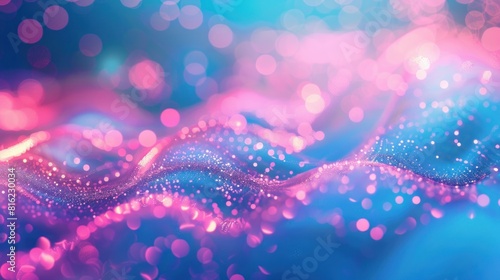 Glittering digital flow on a pink background. photo