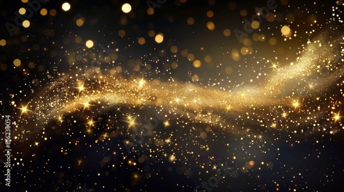 Trail of glittering gold stars dust.