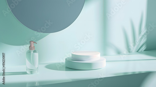 Packshot background for cosmetic products  modern bathroom   Generative AI