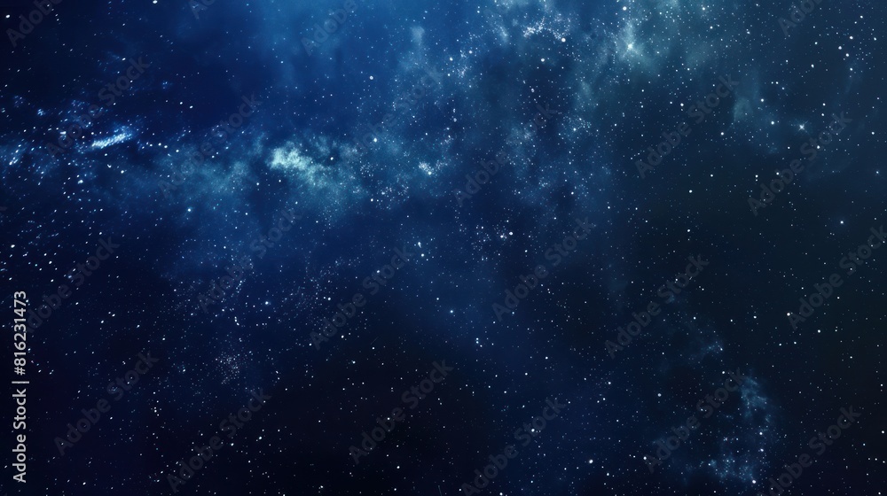 Naklejka premium A blue space background with shining stars in the night sky, showcasing the vast cosmos.