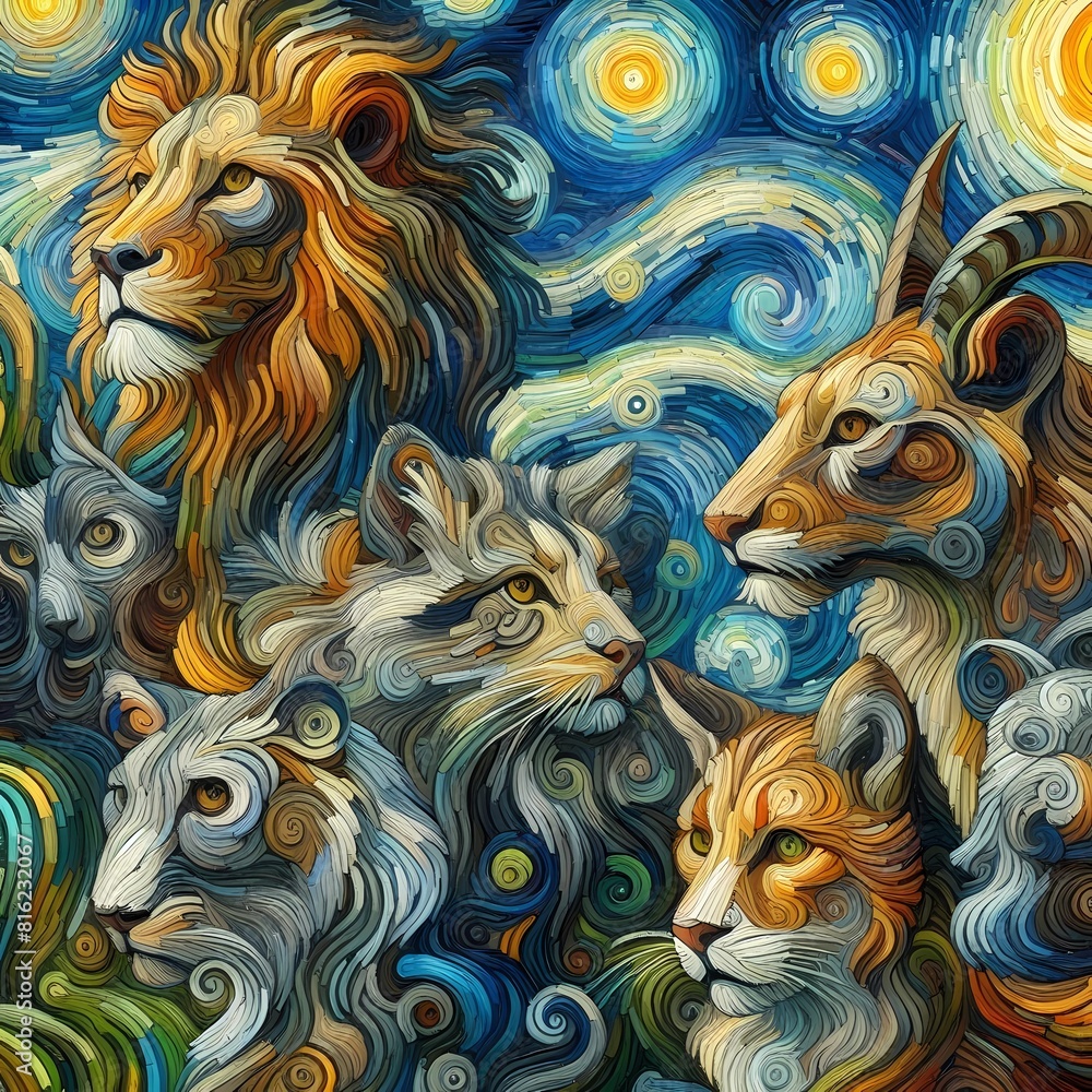 abstract paintings of various kinds of animals,abstract artwork forms ...