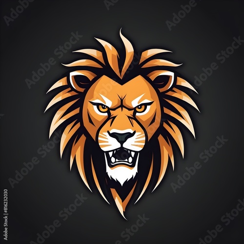 lion illustration on black  lion head on black