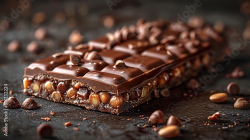 Sweet chocolate bar with peanut butter and caramel nougat. Chocolate bar with an explosion of flavor and texture in every bite.