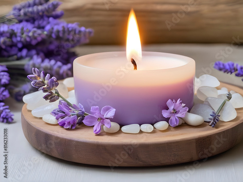 Candlelit Meditation amid Lavender and Stones.