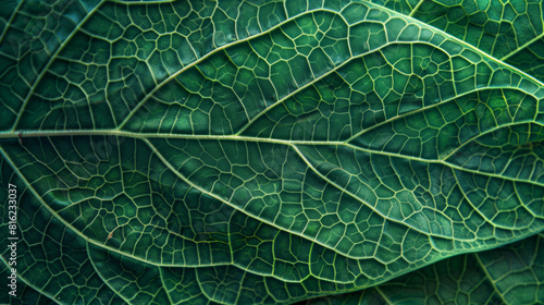 Texture of a leaf, intricate network of veins, vivid green color. © Synaptic Studio
