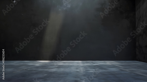 Cement floor and black wall backgrounds empty room interior use for display products : Generative AI