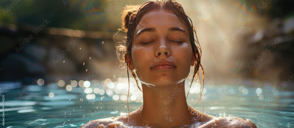 Obraz premium Woman swimming with eyes closed