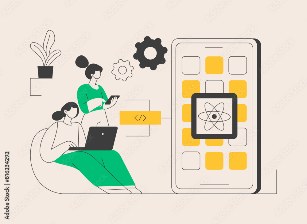 React native mobile app abstract concept vector illustration. React native mobile app abstract concept vector illustration.