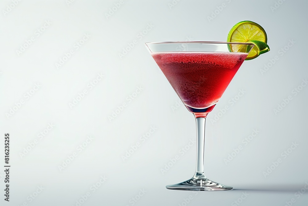 Cosmopolitan cocktail in a martini glass with a lime twist Cosmopolitan cocktail in a martini glass with a lime twist