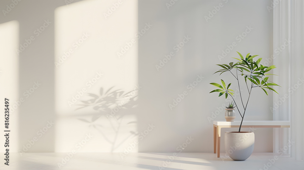 Minimal style interior room with white wall 3D rendering : Generative AI Minimal style interior room with white wall 3D rendering : Generative AI
